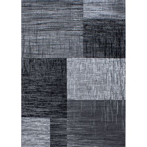 GEO - Tapis Géométrique à carreaux - Anthracite et Gris (80x150cm) (1/5)