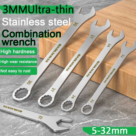 Clé à cliquet ultra-mince (12 mm) - Clé universelle à double usage pour réparation de vélos, motos et voitures (1/5)