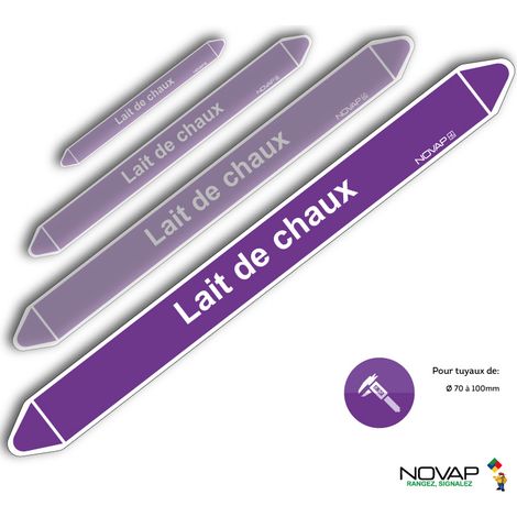Planche de 2 marqueurs de tuyauterie 450 x 52 mm pour Ø 70 à 100 mm - Lait de chaux - 4709086