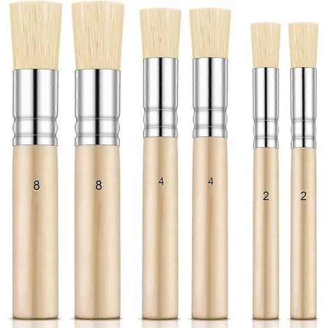 Lot de 6 pinceaux à pochoir en bois, 3 tailles différentes. (1/5)