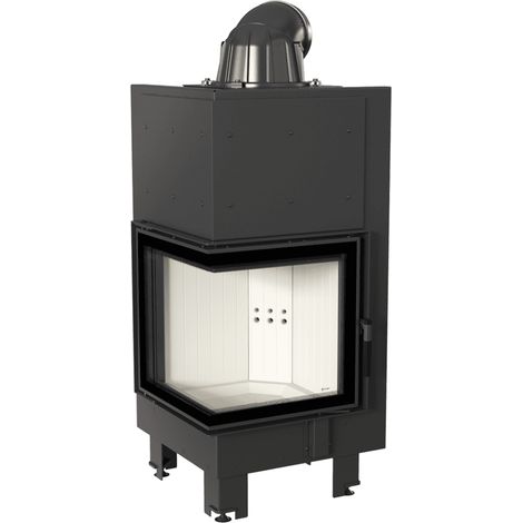 Kamineinsatz aus Stahl KRATKI MBN links 8 kW Ø 200 gebogenes Glas (1/5)
