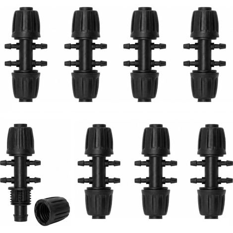 8 Pièces Raccord Irrigation Goutte à Goutte 6 Voies, 16mm vers 4/7mm Connecteur Micro Drip, Raccord Réducteur Barbelé avec Bouchons PP Noir pour Tuyau Irrigation et Système d’Arrosage (1/5)