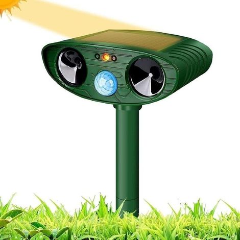 Répulsif Ultrason Anti Rongeurs avec Détecteur de Mouvement, Étanche Repulsif Chat Exterieur pour Anti Chats Chiens Souris Ratons Animaux de Jardin-LIAIKI