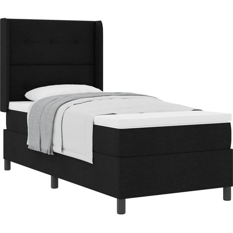 Maison Exclusive - Lit à ressorts avec coussin Noir 190 x 90 cm tissu (1/5)