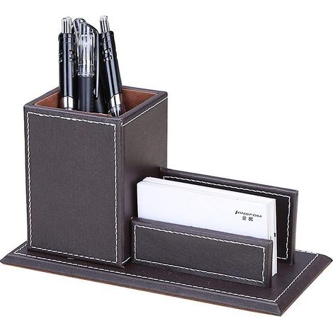 Porte-stylo créatif avec support pour cartes de visite (marron) (1/5)