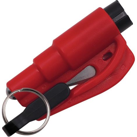 Porté-clé sécurité, Brise-vitre, Coupe-Ceinture, Facile et Rapide à Utiliser pour Voitures (rouge) (1/5)