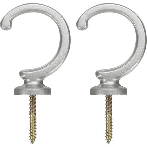 Juego de 2 ganchos para cortinas, ganchos de pared para sujetar cortinas, sujetadores decorativos para cortinas, adecuados para ventanas, ropa, sombreros, toallas, plata. (1/5)