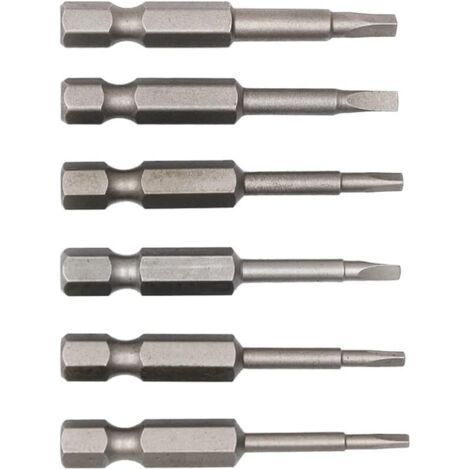 Pair 6 embouts de tournevis de 50 mm avec tige hexagonale de 1/4 pouce, tête magnétique triangle, degré d'impact, en acier S2, traités thermiquement, TA1.8, TA2.0, TA2.3, TA2.5, TA2.7, (1/5)