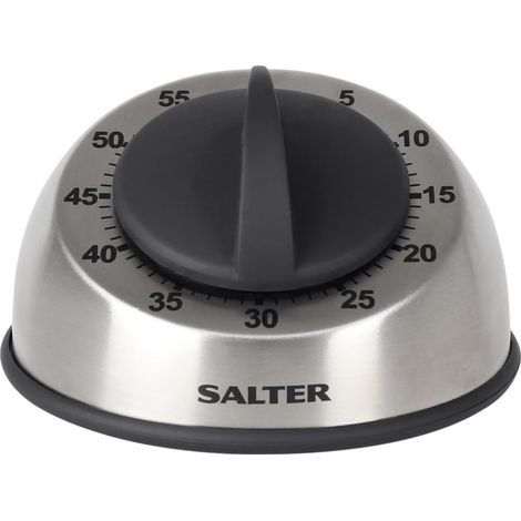 Minuteur Cuisine Mécanique 60 Minutes - Acier Inoxydable Brossé - Sans Pile - Noir Argent - 1 Pièce (1/5)