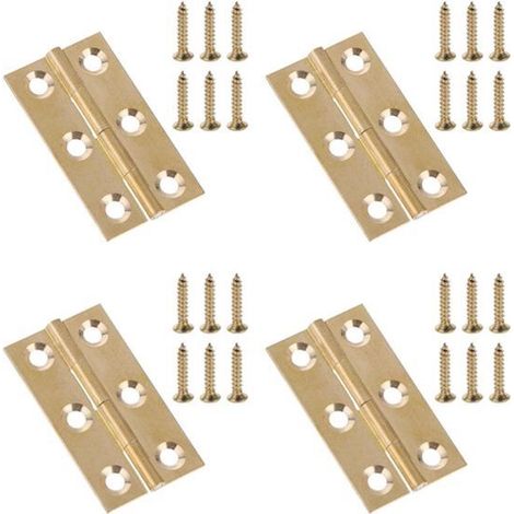 Charnières pliantes en laiton, 50 x 30 mm, charnières de porte dorées avec vis, sangle de piano, petite charnière, tige pliante. (1/5)