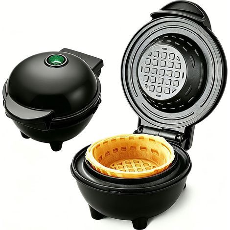 Gauffreuse compacte en forme de bol – Machine à cornets pour petit-déjeuner et collations, appareil polyvalent noir pour cuisine domestique-lsw (1/2)