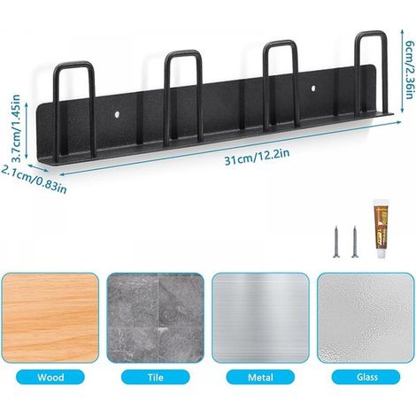 2 piezas,Soporte para copas de vino,para 8 copas,Estante para tazas,Soporte para tazas,Estante colgante para copas de vino,31x6x2cm (1/4)