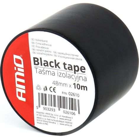 Cinta aislante Scotch de PVC negro de 48 mm x 10 m amio-02610 (1/2)