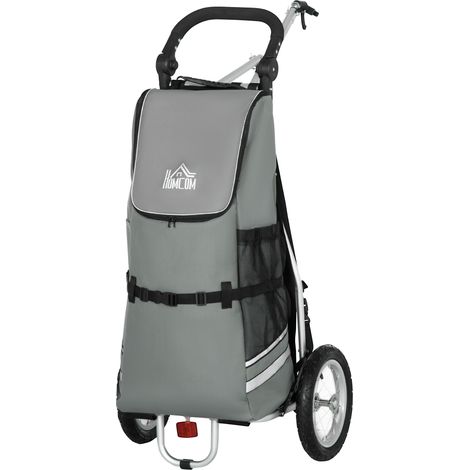 Chariot de courses 3 en 1 caddie remorque à vélo diable 53 x 43 x 110 cm gris argent