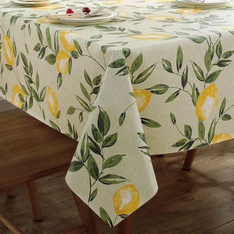 Tovaglia rettangolare con motivo limoni - in PVC lavabile, impermeabile, resistente all'olio, ideale per l'estate, per cucina, feste, picnic e patio - 140 x 180 cm (1/5)