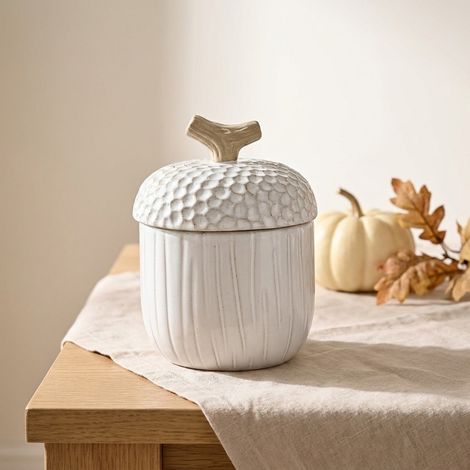 Large Glazed Acorn Autumn Storage Jar (1/2)
