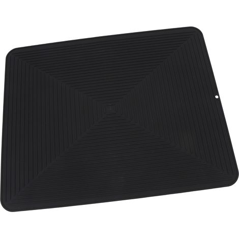 Tapis de séchage vaisselle silicone protecteur de comptoir isolant thermique antidérapant égouttoir cuisine noir (1/5)