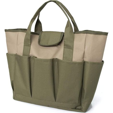 Sac à outils à poches multiples, de couleur verte et kaki, ajustable, pour le jardinage, la floriculture, la taille et les travaux manuels.-AquaForge (1/5)