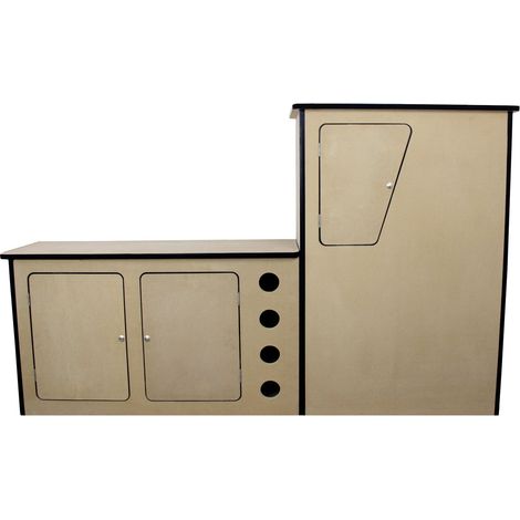 MonsterShop - Cucina da Camper in Legno MDF Spessore 18mm con 3 Armadietti e Spazi Portavino 202cm x 42cm x 124cm