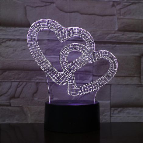 Veilleuse LED 3D pour la Saint-Valentin - Lampe de table pour chambre d'enfant