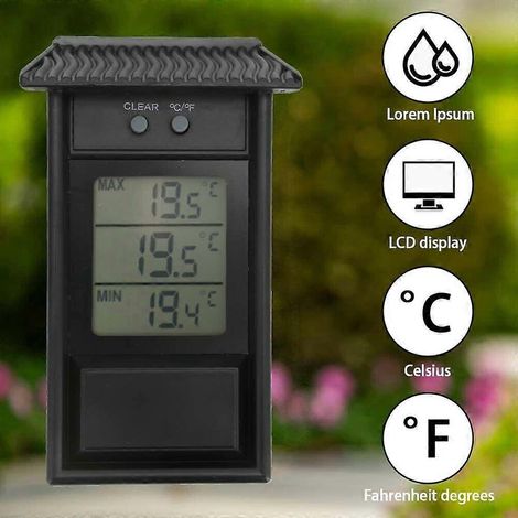 Thermomètre intérieur à mesure Max Min Paroi extérieure en plastique +/-1°C -20-50°C
