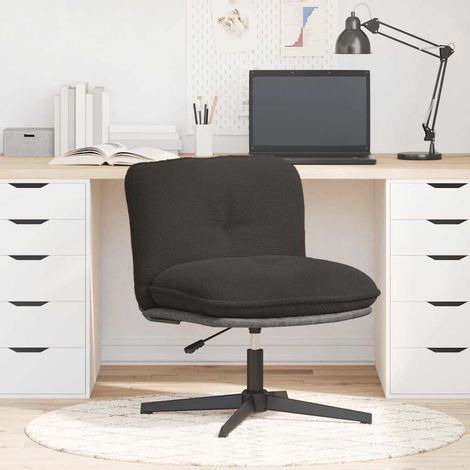 Chaise pivotante de bureau Siège de bureau Chaise de travail gris foncé bouclé comme laine tissu (1/5)