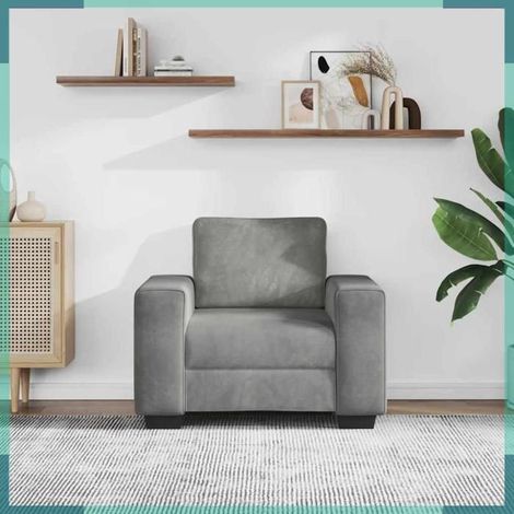4105247 Fauteuil Gris clair 100x77x82 cm Velours (1/5)