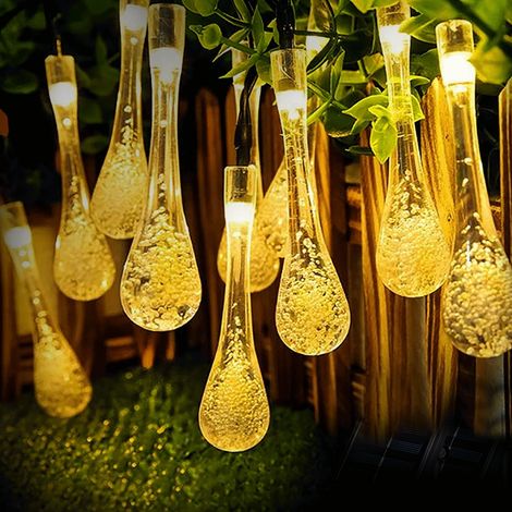 Catena decorata con 50 Gocce a Led Bianco caldo 10 metri con pannello solare Aigostar (1/5)