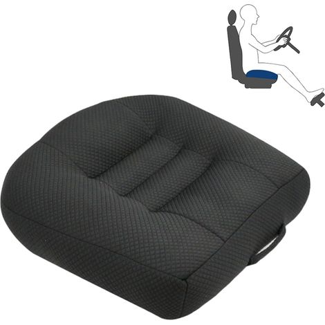 Coussin rehausseur de siège 40 x 40 x 12 cm, mousse à mémoire de forme, coussin voiture et bureau pour améliorer la hauteur d'assise, noir (1/4)