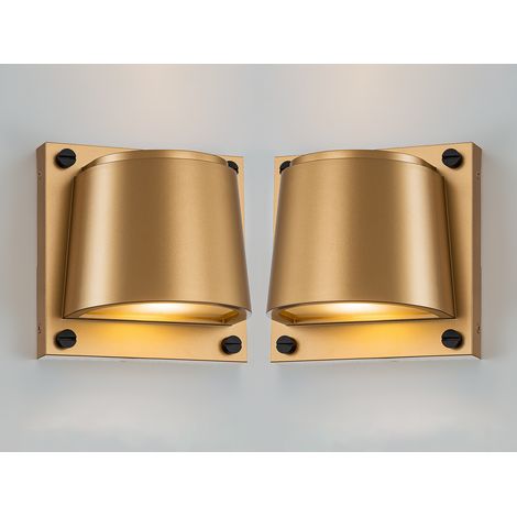 2er Set LED Außenwandleuchten Downlight Messingfarben, Höhe 16,5cm (1/5)
