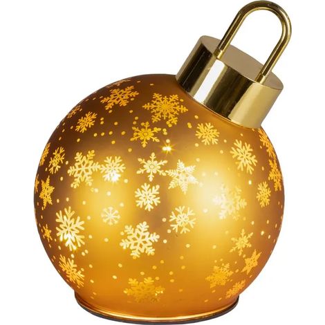 Sphère décorative de Noël en verre doré avec LED Ø14 x H18 cm (1/4)