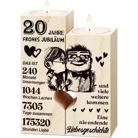 Kerzenständer Holz 20 Jahrestag Geschenk 20. Hochzeitstag Geschenke (1/5)