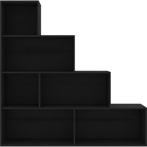 Étagère bibliothèque escalier Palino 155cm - 6 niches-Noir (1/5)