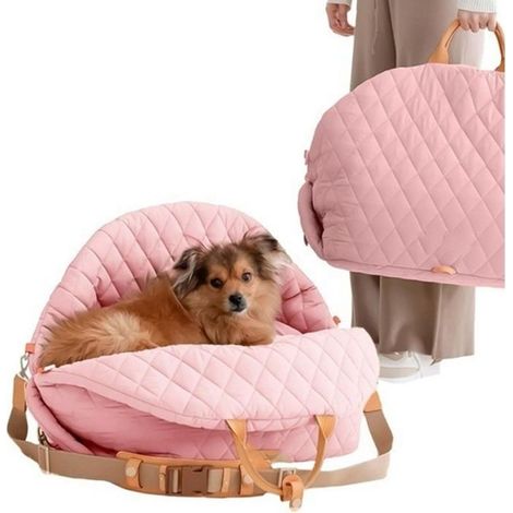 Porte-Siège de Voiture pour Animaux avec Anneaux de Sécurité, Poches de Rangement et Base Antidérapante, 42.9×33.8×45 cm- rose (1/5)