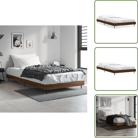 Bettgestell ohne Matratze Braun Eiche 100x200 cm Holzwerkstoff - Holzbettfassungen - Doppelbett Gestell - Bettrahmen - Bettgestell Braun - Einzelbett Rahmen (1/5)