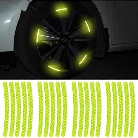 Lntyq Set mit 20 universellen reflektierenden Aufklebern für Auto- und Motorradradnaben, Nachtdekoration, reflektierender Sicherheitsstreifen (fluoreszierend) (1/5)