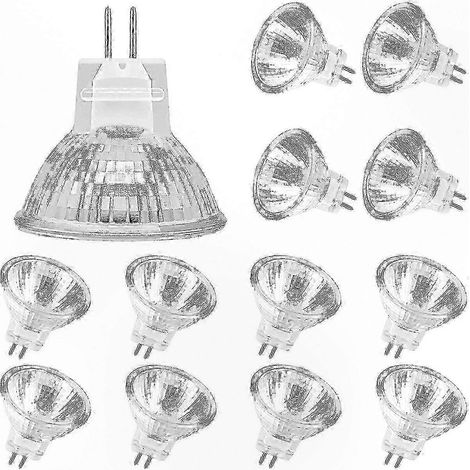 Ampoule halogène MR11 GU4 blanc chaud à intensité variable, 12 V 20 W, lot de 12, convient aux luminaires encastrés et aux plafonniers. (1/5)