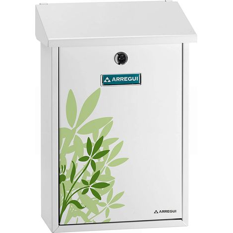 ARREGUI Premium E5608 Buzon Individual de Acero con serigrafia decorativa "Blossom", tamaño M (DIN A4), blanco (1/4)