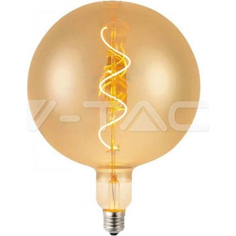 Bombilla LED V-TAC E27 4W G200 Filamento en espiral Ámbar Blanco cálido (1/4)
