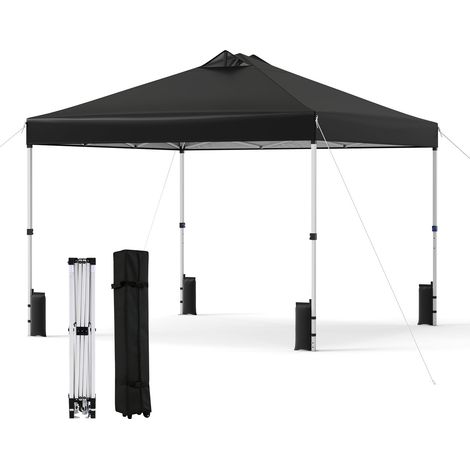 3 x 3 m Faltpavillon mit Sandsäcken und Heringen, Schwarz