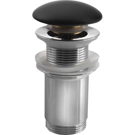 Sapho - Piletta di scarico chiudibile per lavabi senza troppopieno, Click Clack, nero opaco AR901 (1/4)