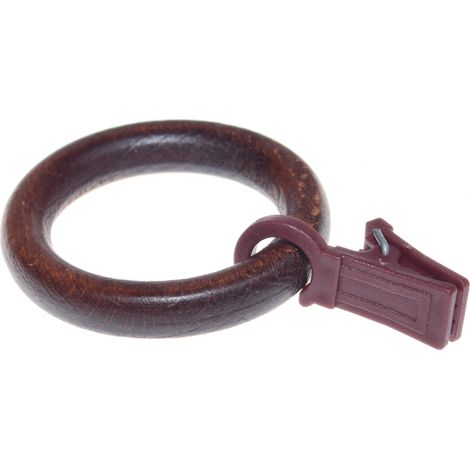 Anneaux en bois avec une grenouille pour une tringle à rideaux en bois, ACAJOU 20 pièces. (1/5)