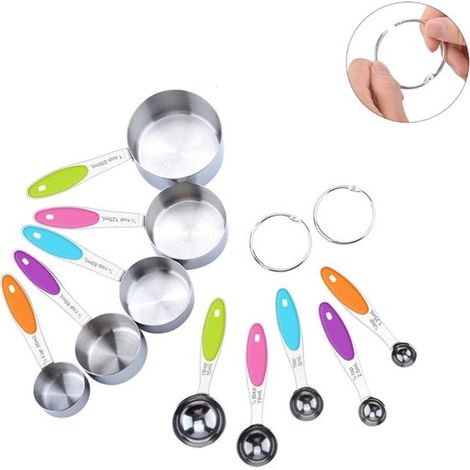 Set di misurini e cucchiai dosatori, 10 pezzi: cucchiai dosatori, tazze, misurini, cucchiai da pesata, misurini e cucchiai dosatori, palette dosatrici, universale per misurare (1/5)