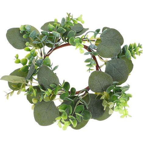 Couronne de fleurs artificielles printanières avec anneaux de bougie verts (lot de 3) (1/5)