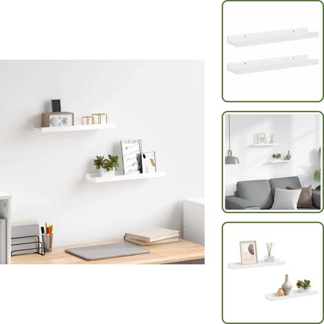 Étagères murales 2 pcs Blanc brillant 40x9x3 cm - Étagères Murales - Étagères Déco - Rangement Mural - Décoration Murale - Meubles Blancs (1/5)