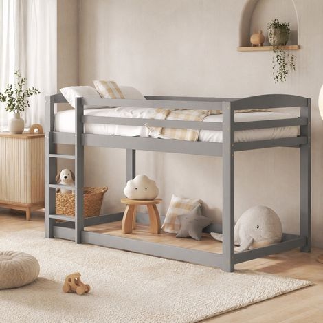 Cama litera infantil madera pino 90x200 gris DESVIAE (1/5)