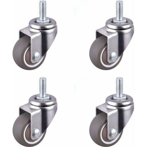 Schwerlast-Gummi-Lenkrolle mit Gewindebolzen, Ersatzrollen für Stühle, Mini-Möbelrollen, Schwerlast-Lenkrollen mit Gewinde für Wagen, M6x15mm, Durchmesser 25mm, 4 Stück (1/5)