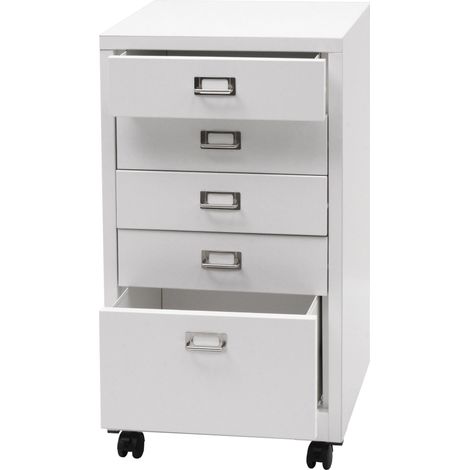 Armadio da ufficio con cassettiera in acciaio laminato a freddo bianco 75 x 40 x 41 cm 5 cassetti 040008269