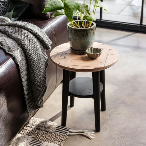 Bout de canapé en bois recyclé FSC motif chevron FAGA (1/3)