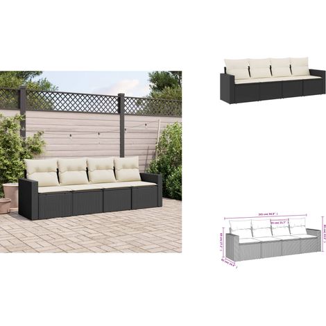 4-tlg. Garten-Sofagarnitur mit Kissen Schwarz Poly Rattan - Gartenmöbel - Sofa Set - Rattan Möbel - Garten Sofa - Außengartenmöbel (1/3)